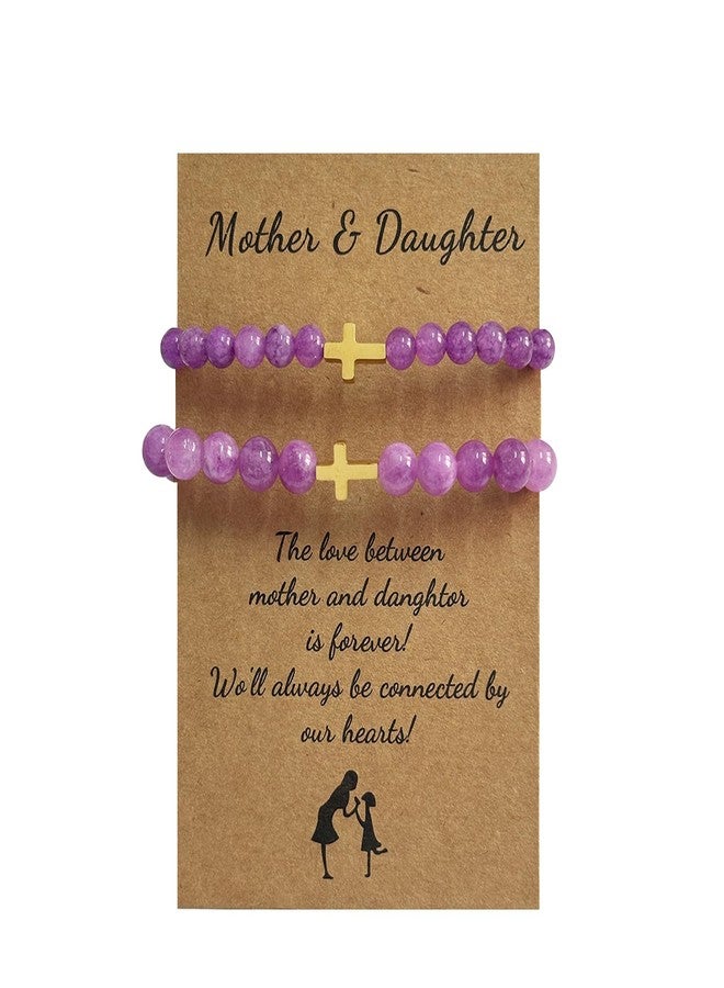 DOLLESS Mother Daughter Bracelets Matching Mommy and Me Bracelets Christmas Gifts for Mom Daughter (Purple)